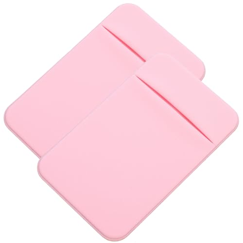 2pcs Adhesive Phone Card Holder Sticky Pocket for Credit Storage Wallet Bag Stretch Elastic Fabric Light Pink