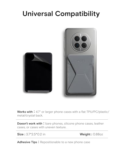 MOFT Phone Stand, Adhesive Card Holder Fits 2-3 Cards, Slim & Portable Phone Wallet, 2 Viewing Angles, RFID Blocking, Compatible with iPhone, Galaxy and Most Smartphones-Cool Gray - color: Cool Gray