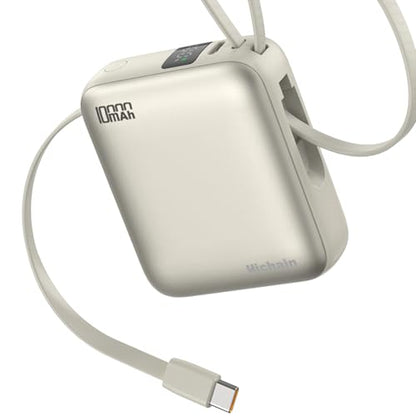 Hichain Small Portable Charger with Built in Cables LED Display Gold - color: Gold