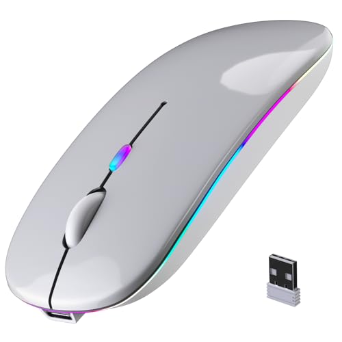 Afaartcci Rechargeable Wireless Mouse, Silent Bluetooth Mouse (Silver) - color: Silver