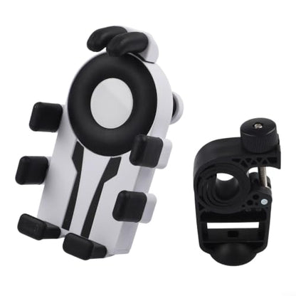FABULETTA Shockproof Bike Phone Mount with Air Cushion Vibration Dampener, Eight Claw Anti Shake Grip, 360 Degree Rotating Phone Stand for Motorcycle Handlebar(Black White) - color: Black White