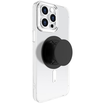 Compatible with MagSafe Phone Socket, Magnetic Expanding Phone Stand iPhone Finger Holder Compatible with MagSafe Accessories, iPhone 17 16 15 14 13 12 Pro Max Plus Mini (Black) - color: Black