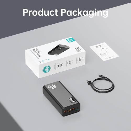 PSOOO Power Bank 65W 27000mAh Laptop Battery Pack - color: Black