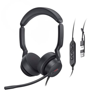 Yealink UH44 Wired USB Headset, Teams Certified, 2 Mics, USB-C/A