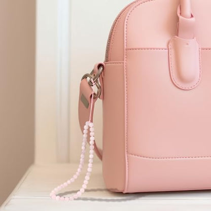 Natural Semi-Precious Gem Stones Beaded Phone Charm - style: Rose Quartz