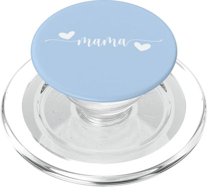 Cute Mama Lettering Hearts Mom Blue PopSockets PopGrip for MagSafe - style: Magnetic PopGrip