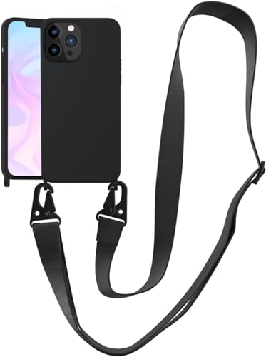Compatible with iPhone 12 Pro Case with Lanyard Crossbody iPhone Case with Strap Adjustable Shockproof Drop Protection Silicone Phone Cover for iPhone 12 Pro 6.1’’ Black - color: Black, size: iPhone 12 Pro