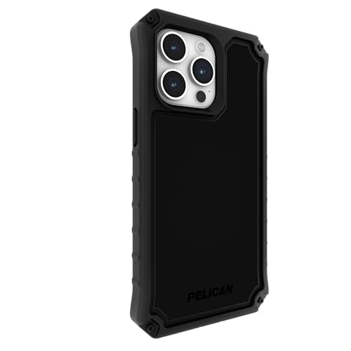 Pelican Ambassador Series - iPhone 15 Pro Max Case 6.7" [18ft MIL-STD Drop Protection] [Compatible with MagSafe] Heavy Duty Phone Case for iPhone 15 Pro Max with Belt Clip Holster Kickstand - Black