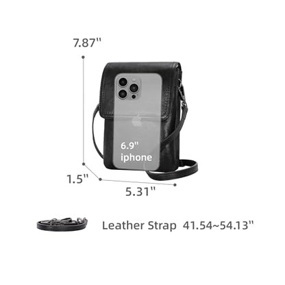Iswee Rfid Blocking Small Crossbody Bag for Women Travel Classic Style | Genuine Leather,Adjustable Shoulder Strap,Fits 6.9" Phone,Anti-Theft Purse,Perfect for Daily Use and Weekend Travel - color: Black