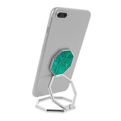 cobee Cell Phone Ring Holder Finger Kickstand, 360° Rotation Metal Cellphone Back Grip Foldable Cell Phone Stand Adjustable Phone Holder Compatible with Most Smartphones(Silver Marbling) - color: Silver Marbling