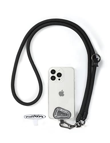 Cell Phone Lanyard ×1, Tether Tab ×2, Universal Adjustable Phone Strap, Crossbody, Neck Phone Lanyard, Rope Strap - color: Black