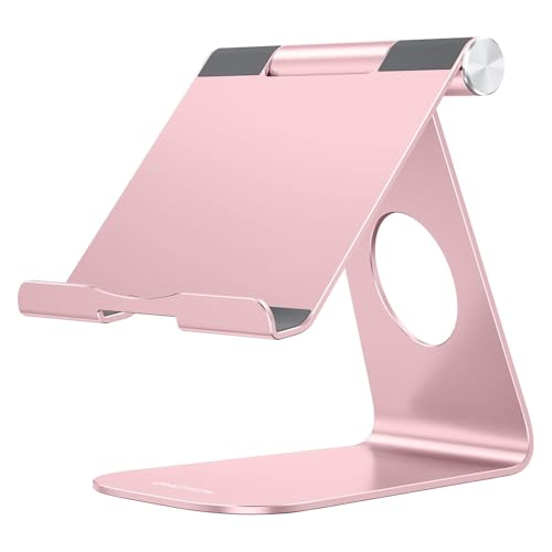 OMOTON T1 Adjustable Tablet Stand for Desk, Aluminum Holder Rose Gold - color: Rose Gold