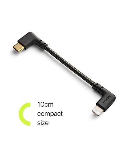Zeskit MFi Certified Lightning to USB C Charging Cable, Right Angle 10cm Braided