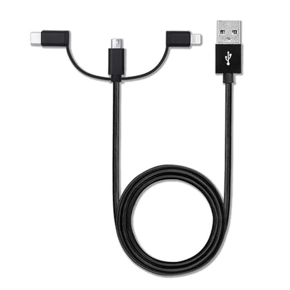 BoxWave Universal AllCharge 3-in-1 Cable - Jet Black, Cable for Smartphones and Tablets