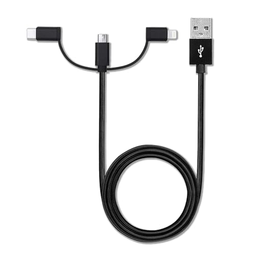 BoxWave Cable Compatible with Trane XL824 - AllCharge 3-in-1 Cable - Jet Black