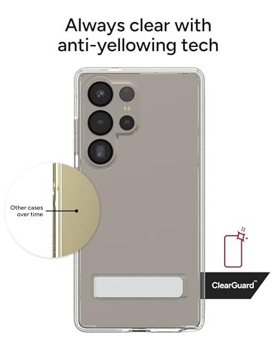 ZAGG Crystal Palace Samsung Galaxy S25 Ultra Case with Kickstand - Crystal Clear, 13ft Drop Protection, Anti-Yellowing, Graphene Reinforced, Wireless Charging Compatible, Anti-Scratch - size: Samsung Galaxy S25 Ultra, style: Without Snap