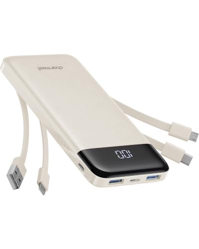 charmast 10000mAh Power Bank Portable Charger with 4 Built-in Cables - color: Qianka