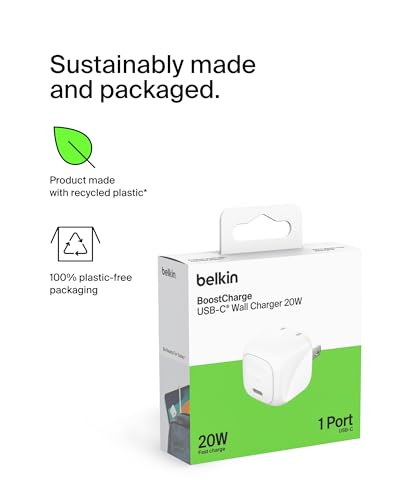 Belkin 20W Compact USB C Charger Block, Fast Charging for Travel - style: 20W