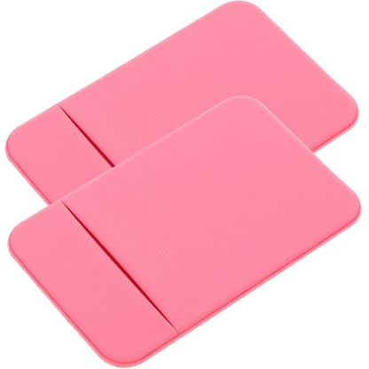 KOMBIUDA 2pcs Pink Elastic Stretch Fabric Adhesive Cellphone Card Holder Stick-on Wallet Sleeve for Smartphones, Mobile Phone Back Credit Card Pocket, Sticky Phone Wallet