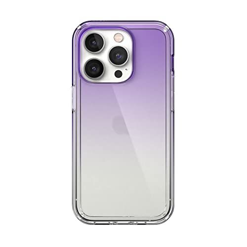Speck Clear iPhone 14 Pro Case - Drop Protection, Scratch Resistant Dual Layer Slim Phone Case for 6.1" iPhone 14 Pro - Anti-Yellowing & Anti-Fade Case - Ombre Amethyst Purple Fade/Clear GemShell - color: Amethyst Purple Fade/Clear