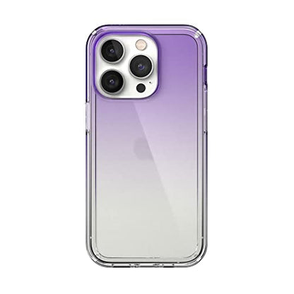 Speck Clear iPhone 14 Pro Case - Drop Protection, Scratch Resistant Dual Layer Slim Phone Case for 6.1" iPhone 14 Pro - Anti-Yellowing & Anti-Fade Case - Ombre Amethyst Purple Fade/Clear GemShell - color: Amethyst Purple Fade/Clear