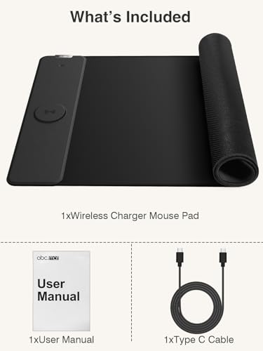 Magnetic Wireless Charging Mouse Pad, 31.5"x15.8" Large Desk Mat - color: Black-31.5"x15.8"-Mag