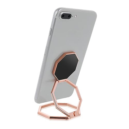 cobee Cell Phone Ring Holder Finger Kickstand, 360° Rotation Metal Cellphone Back Grip Foldable Cell Phone Stand Adjustable Phone Holder Compatible with Most Smartphones(Rose Gold) - color: Rose Gold