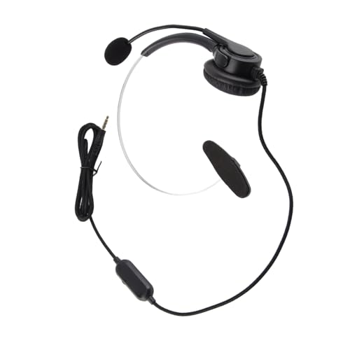 Wired Trucker Headset with Noise Cancelling Microphone, Mono Headset for Call Center and Customer Service, 3.5mm Wired Telephone Headset with Volume Control for Cellphone