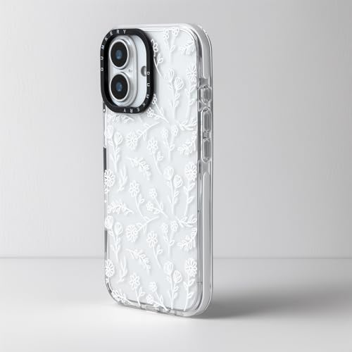 Dumkery Cute Floral Phone Case Compatible with iPhone 17, White Flowers Aesthetic Pattern, Soft TPU Heavy Duty Protection Shockproof Bumper Cases Cover for Girls Women - size: iPhone 17