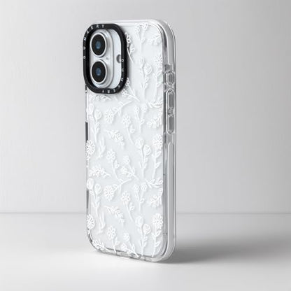 Dumkery Cute Floral Phone Case Compatible with iPhone 17, White Flowers Aesthetic Pattern, Soft TPU Heavy Duty Protection Shockproof Bumper Cases Cover for Girls Women - size: iPhone 17