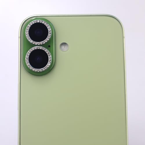 BONVAN for iPhone 17 Camera Lens Protector Bling Glitter Diamond Metal Crystal Tempered Glass Screen Accessories Rhinestones Lens Cover (Light Green) - color: Light Green
