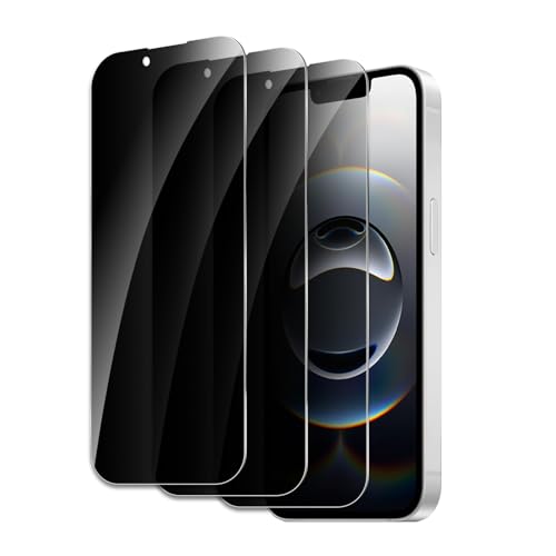 Privacy Screen Protector for iPhone 16e/14/13/13 Pro, Shatterproof Tempered Glass Accessories, Anti Spy Tempered Glass Film, Case Friendly Ultra Resistant 9H Hardness Anti-Glare HD Black -3 Pack