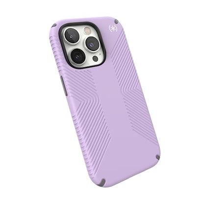 Speck iPhone 14 Pro Case - Drop Protection, Scratch Resistant, Dual Layer Slim Phone Case for 6.1 Inch iPhones 14 Pro - Built for MagSafe - Presidio2 Grip - Spring Purple/Cloudy Grey/White