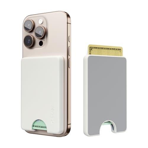 Casely MagWallet | Soft White | Slim Wallet Card Holder | Compatible with MagSafe | Soft-Touch Hard Silicone | Holds Up to 3 Cards - color: Soft White