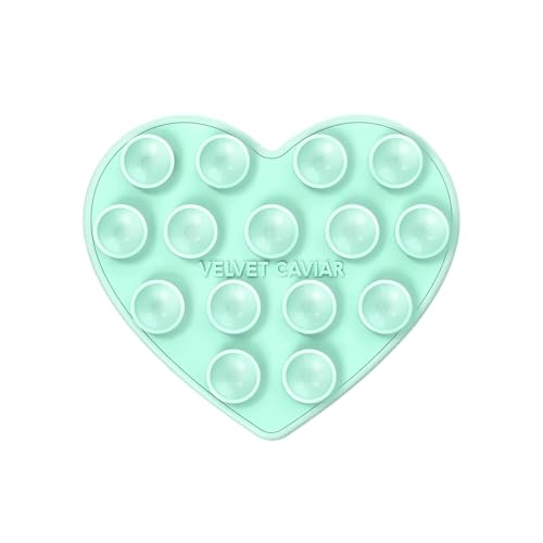 Velvet Caviar Suction Cup Phone Case Mount Compatible with MagSafe Devices Only - Magnetic Silicone Sticky Phone Grip Holder for iPhone Back of Phone - Mirror Gripper (Mint Jelly Heart) - color: Mint Jelly Heart
