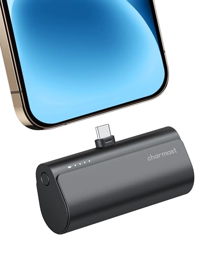 charmast Mini Portable Charger USB-C Connector, 5000mAh Small Power Bank - color: Black