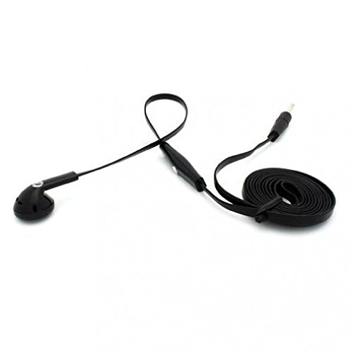 Flat Wired Headset MONO Hands-free Earphone w Mic Single Earbud Headphone [3.5mm] [Black] for Consumer Cellular Motorola Moto E LTE - Consumer Cellular Motorola Moto G4