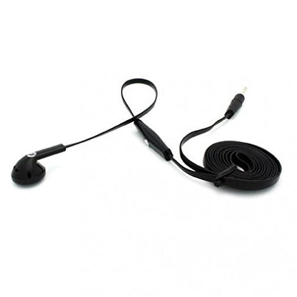 Flat Wired Headset MONO Hands-free Earphone w Mic Single Earbud Headphone [3.5mm] [Black] for Consumer Cellular Motorola Moto E LTE - Consumer Cellular Motorola Moto G4