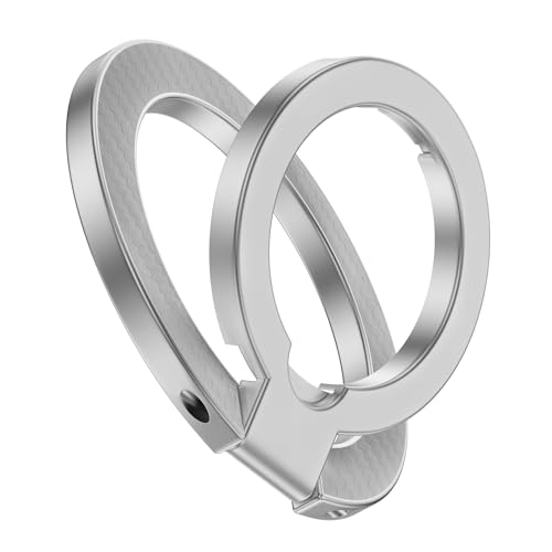 Magnetic Phone Grip, MagSafe Phone Ring Holder Two-Sided Magnet Kickstand - color: silver