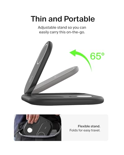 Belkin Qi2 Magnetic Wireless Charging Station, 3 in 1 Foldable Charger - color: Black
