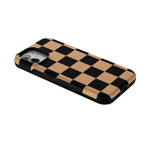 Casely iPhone 12 Mini Case | Fit Check | Black & Brown Checkerboard | Bold Protective Design | MagSafe Compatible Design - color: Fit Check | Black & Brown Checkerboard, size: Iphone 12 Mini