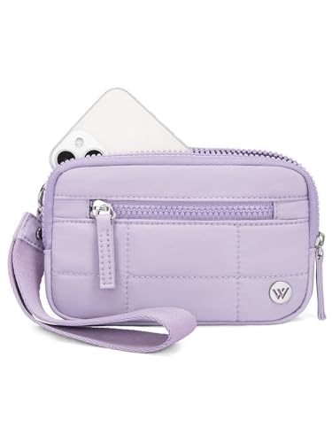 WESTBRONCO Wristlet Wallets for Women – RFID Blocking Quilted Nylon Phone Wallet, Card Holder Purse for Travel & Everyday Use - color: Purple