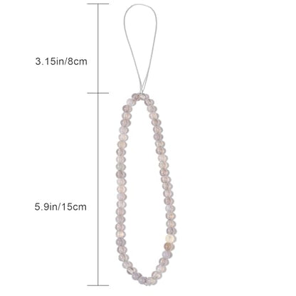Natural Semi-Precious Gem Stones Beaded Phone Charm - style: Gray agate