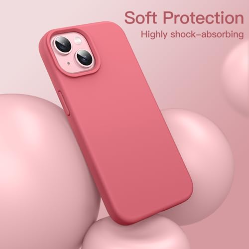 JETech Silicone Case for iPhone 15, Guava | Silky Soft Touch, Shockproof Protection, Scratch Resistant, Microfiber Lining - color: Guava, size: iPhone 15