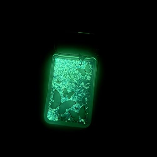 Compatible with iPhone Air Glitter Butterfly Case Glow in The Dark Women Girls Girly Bling Sparkle Flowing Quicksand Light up Soft TPU Bumper Luminous Clear Phone Cover, Pink - color: Blue, size: iPhone Air
