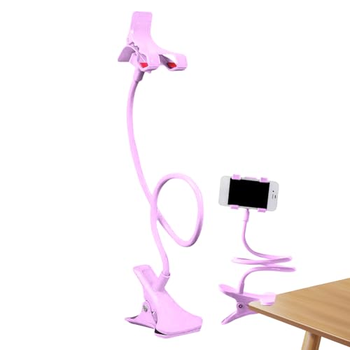 Gooseneck Phone Holder for Bed, Bed Table Phone Mount, Long Lazy Arm Headboard Bedside Bracket Clamp Stand, Easy 360 Adjustment Flexible Cellphone Clip for Home Offices Kitchen Gyms Table, 50cm - color: Pinks