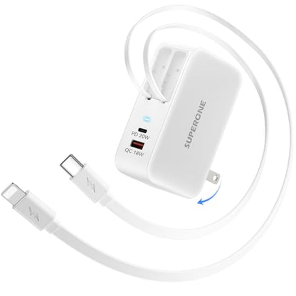 SUPERONE Retractable Charger with USB C and Apple Charging Cables