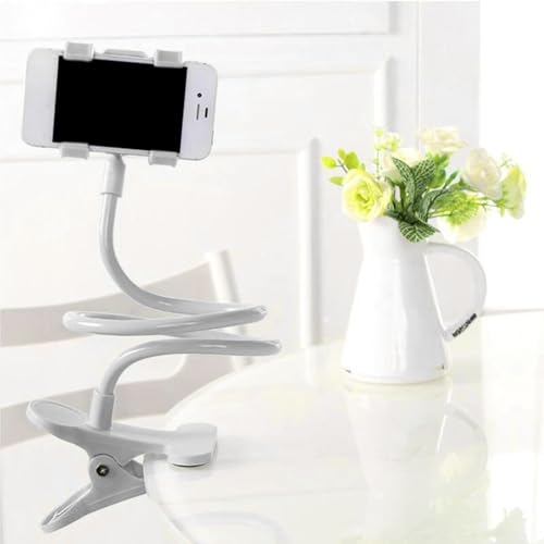 Gooseneck Cell Phone Holder - Flexible Adjustable Clamp for Desk, 360° Long Arm Mobile Phone Stand with Clip for Headboard & Bedside, Phone Stand Lazy Bracket Mount Clamp for Lazy Use in Bed (Blue) - color: Blue