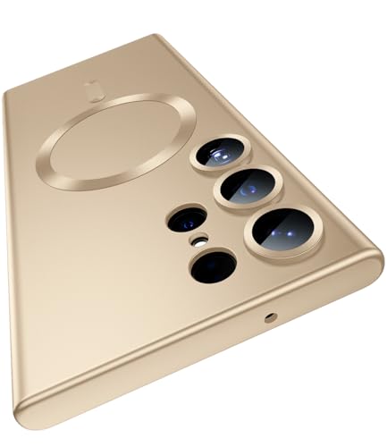 Matte for Samsung Galaxy S23 Ultra Case, Compatible with MagSafe, Slim Thin Magnetic Cover with Built-in Camera Lens Protector Shockproof Phone Shell, Gold - color: Gold, size: for S23 Ultra