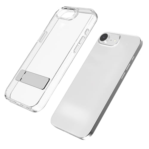 Compatible with Transparent iPhone 16e Case with Invisible Built-in Kickstand Metal Stand Shockproof TPU + Acrylic Slim Clear,Anti-Yellowing Phone Cover-Clear - color: Clear